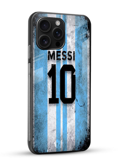 Messi number ten jersey artwork printed on premium tempered glass mobile back cover - 2