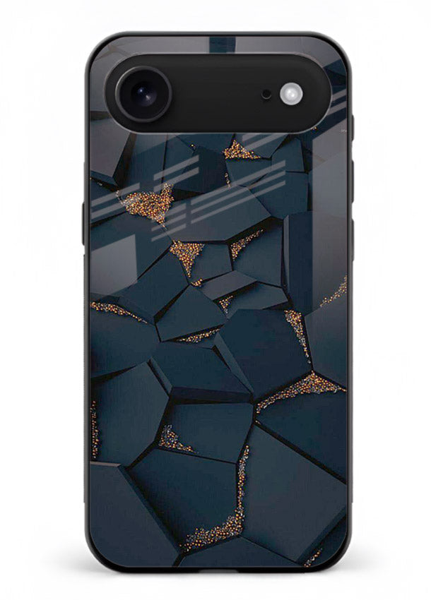 Midnight Gold Veins iphone 18 air glass back cover with dark marble and gold fracture lines