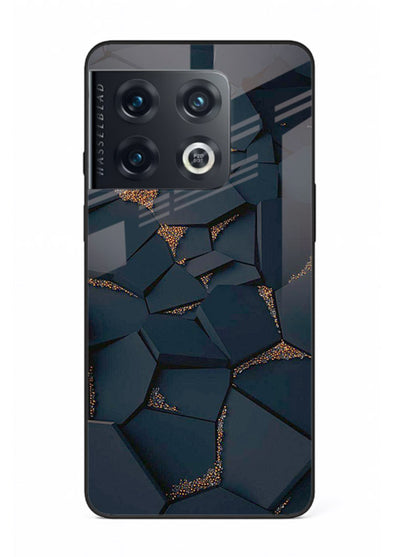 Midnight Gold Veins OnePlus 10 Pro glass back cover with dark marble and gold fracture lines