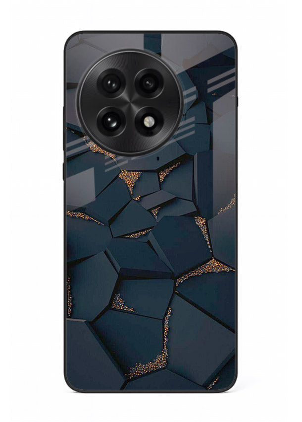 Midnight Gold Veins OnePlus 13R glass back cover with dark marble and gold fracture lines