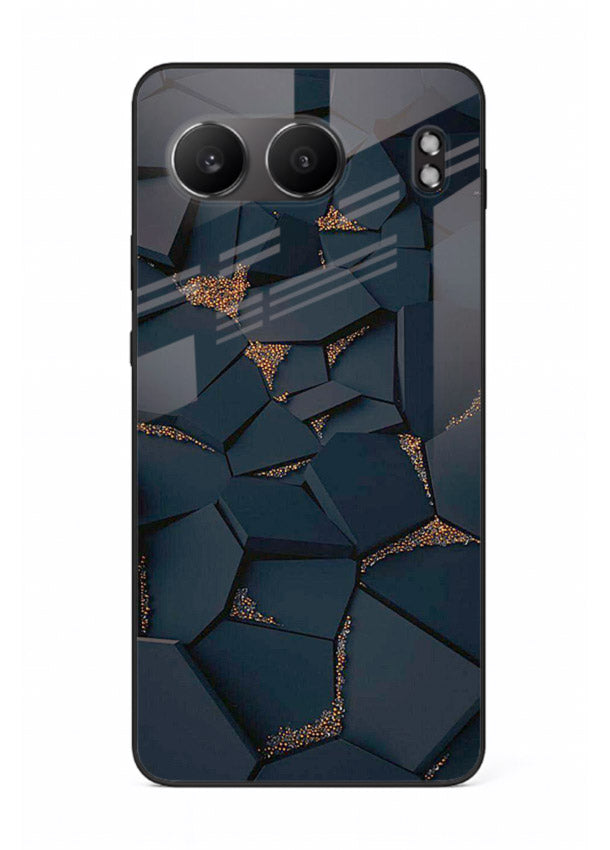 Midnight Gold Veins OnePlus Nord 4 glass back cover with dark marble and gold fracture lines
