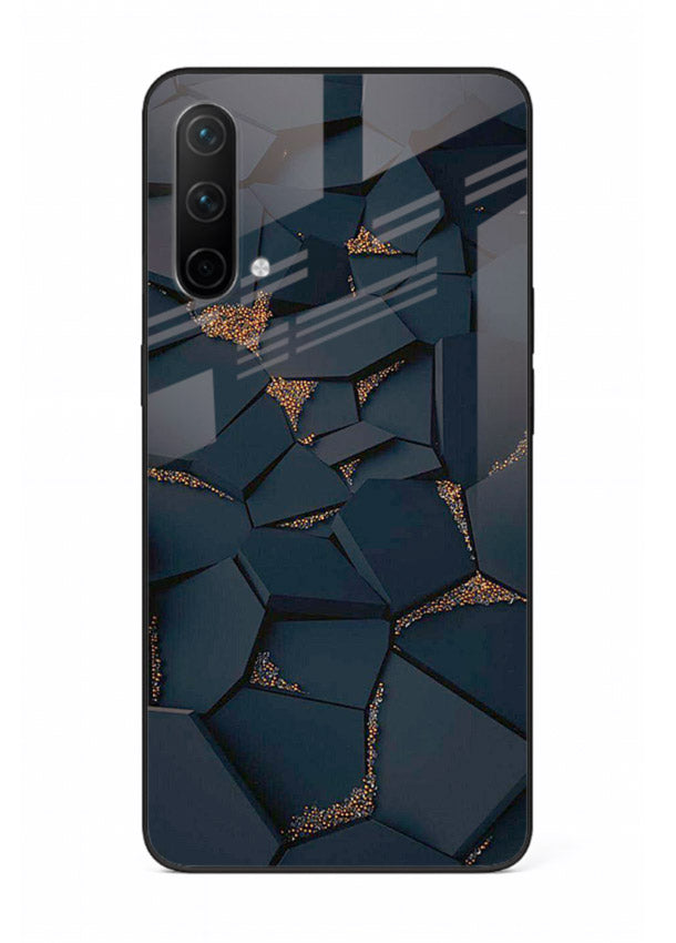 Midnight Gold Veins OnePlus Nord CE 5G glass back cover with dark marble and gold fracture lines