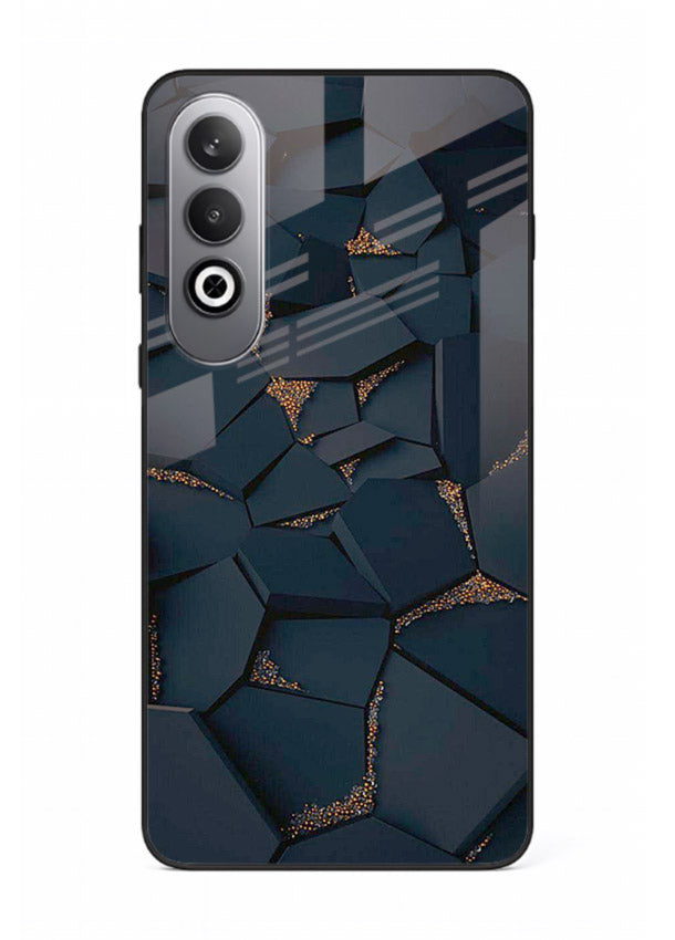 Midnight Gold Veins OnePlus Nord CE4 glass back cover with dark marble and gold fracture lines