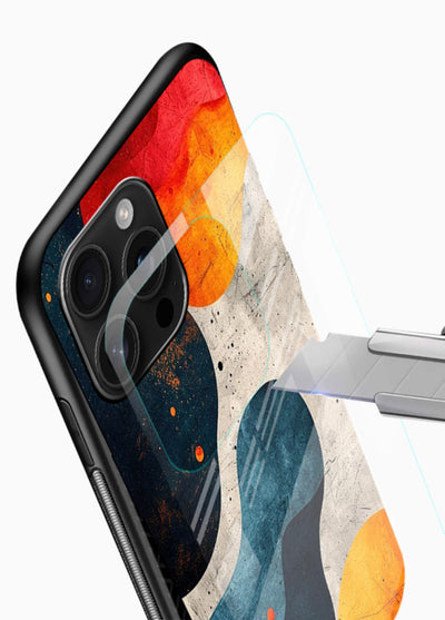 Midnight Sky Shapes dark abstract pattern glossy vibrant premium glass back cover - Angle Blade