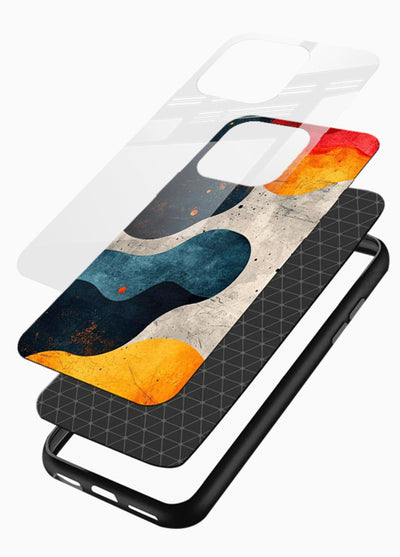 Midnight Sky Shapes dark abstract pattern glossy vibrant premium glass back cover - Angle Layers