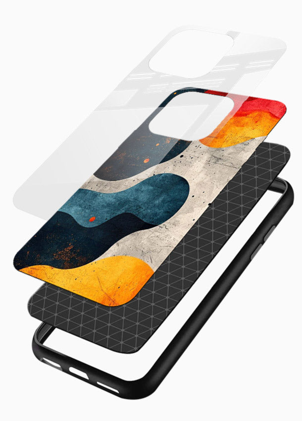 Midnight Sky Shapes dark abstract pattern glossy vibrant premium glass back cover - Angle Layers