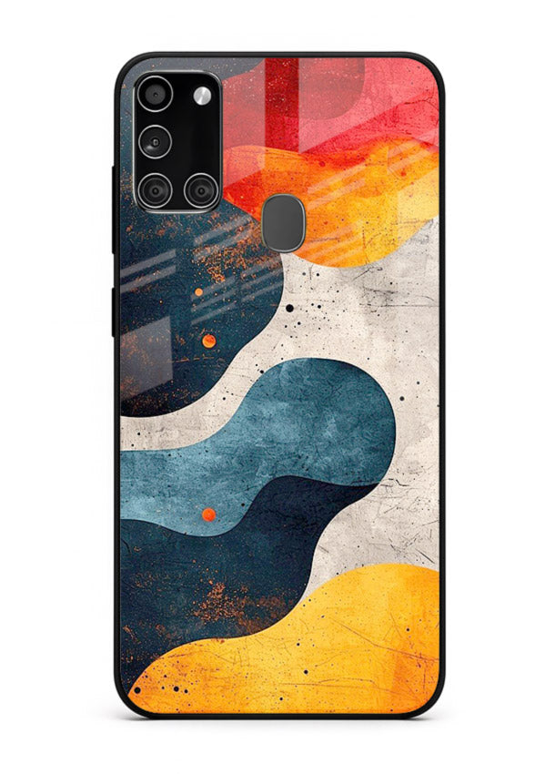 Midnight Sky Shapes dark abstract pattern Samsung A21s glass back cover