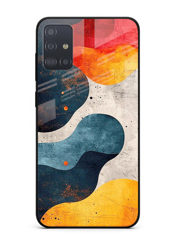 Midnight Sky Shapes dark abstract pattern Samsung A71 glass back cover