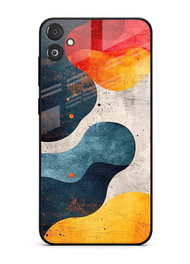 Midnight Sky Shapes dark abstract pattern Samsung F04 5G glass back cover