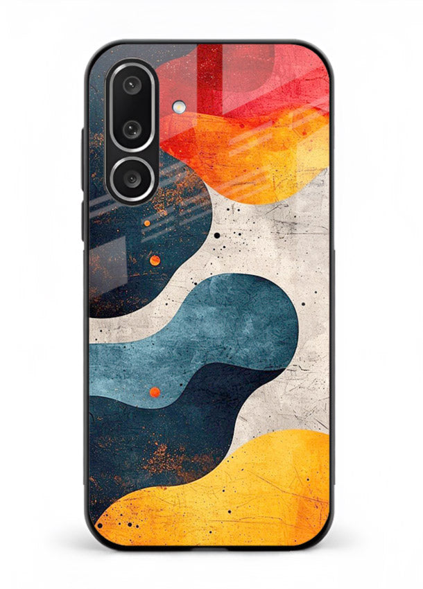 Midnight Sky Shapes dark abstract pattern Samsung F56 5G glass back cover