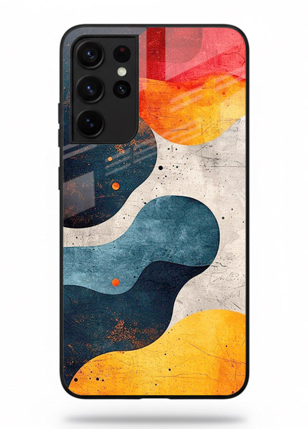 Midnight Sky Shapes dark abstract pattern Samsung S21 Ultra glass back cover
