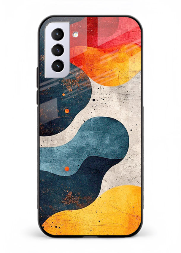 Midnight Sky Shapes dark abstract pattern Samsung S21 Plus glass back cover