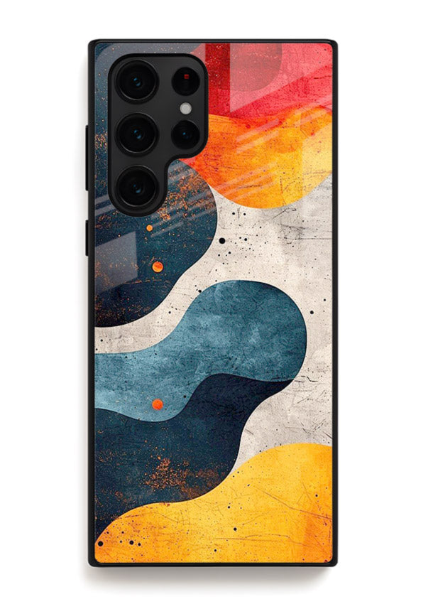 Midnight Sky Shapes dark abstract pattern Samsung S25 Ultra glass back cover