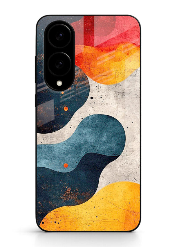 Midnight Sky Shapes dark abstract pattern Samsung S25 Edge glass back cover