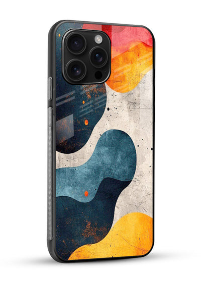 Midnight Sky Shapes dark abstract pattern glossy vibrant premium glass back cover - Angle Side