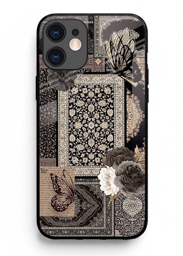 Dark vintage collage artwork printed on premium tempered glass iPhone 11 back cover