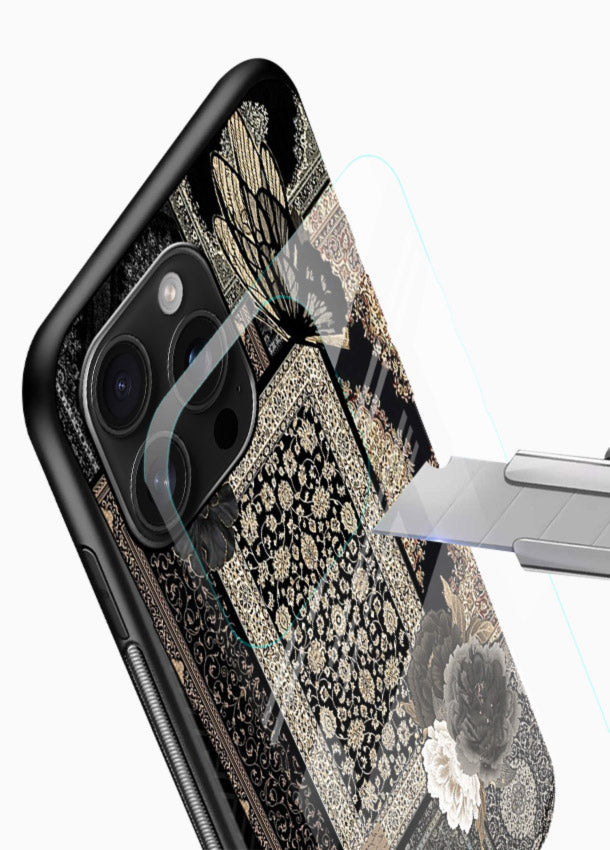 Dark vintage collage artwork printed on premium tempered glass phone back cover - 4