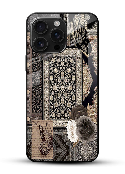 Dark vintage collage artwork printed on premium tempered glass phone back cover - 1