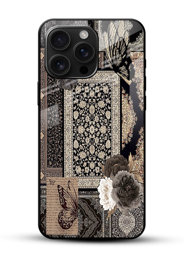 Dark vintage collage artwork printed on premium tempered glass phone back cover - 1