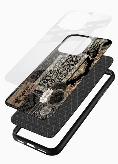 Dark vintage collage artwork printed on premium tempered glass phone back cover - 3