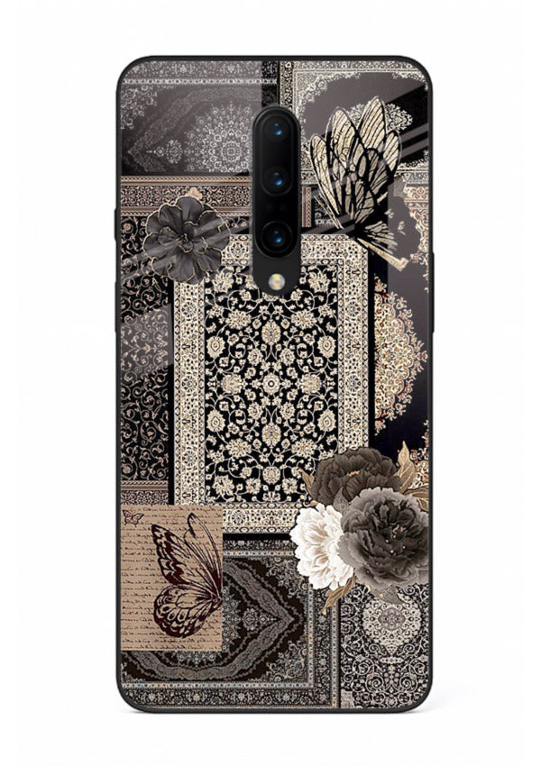 Dark vintage collage artwork printed on premium tempered glass OnePlus 8 back cover