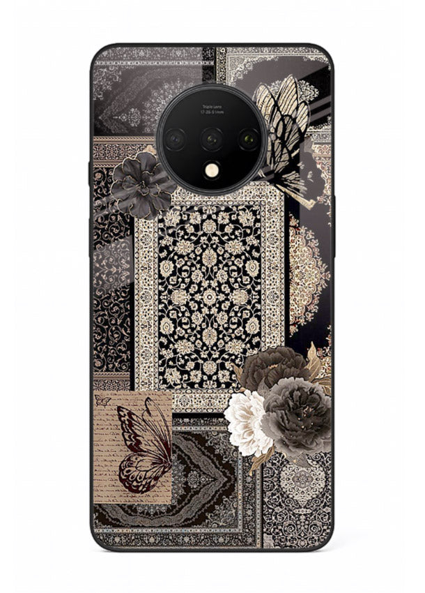 Dark vintage collage artwork printed on premium tempered glass OnePlus 7T back cover