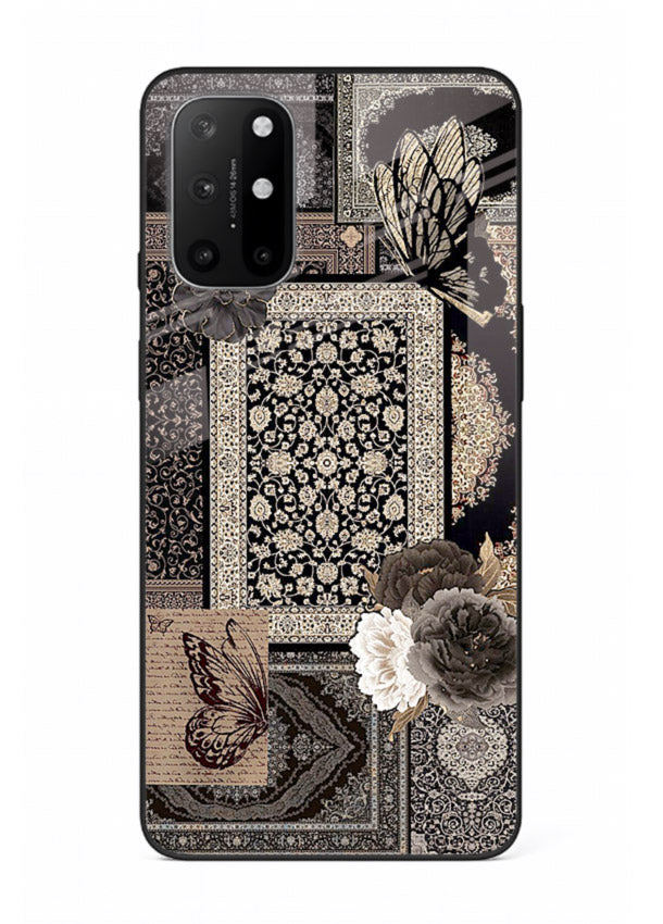 Dark vintage collage artwork printed on premium tempered glass OnePlus 8T back cover