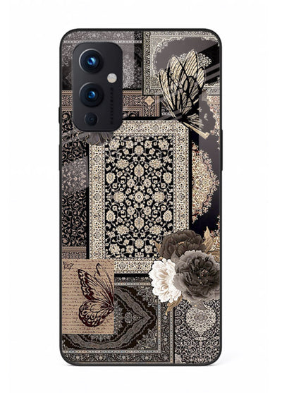 Dark vintage collage artwork printed on premium tempered glass OnePlus 9 Pro back cover