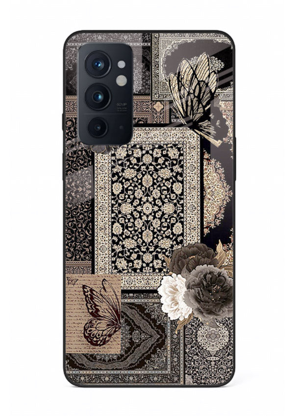 Dark vintage collage artwork printed on premium tempered glass OnePlus 9RT back cover