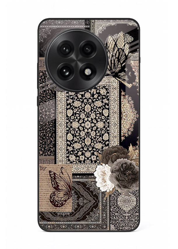 Dark vintage collage artwork printed on premium tempered glass OnePlus 13R back cover