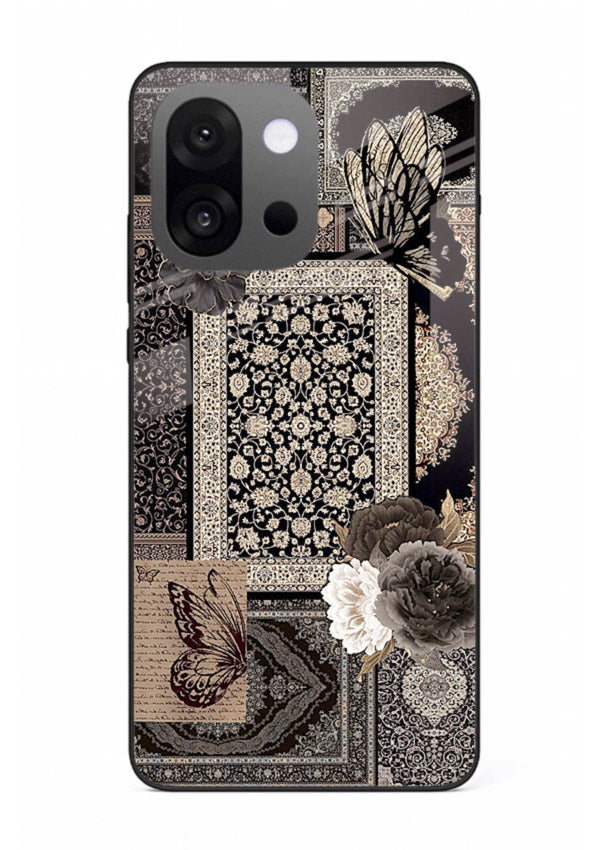 Dark vintage collage artwork printed on premium tempered glass OnePlus 13s back cover