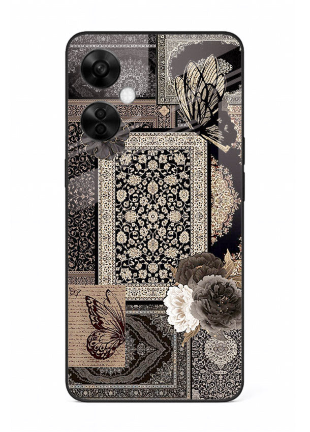 Dark vintage collage artwork printed on premium tempered glass OnePlus Nord CE3 Lite back cover