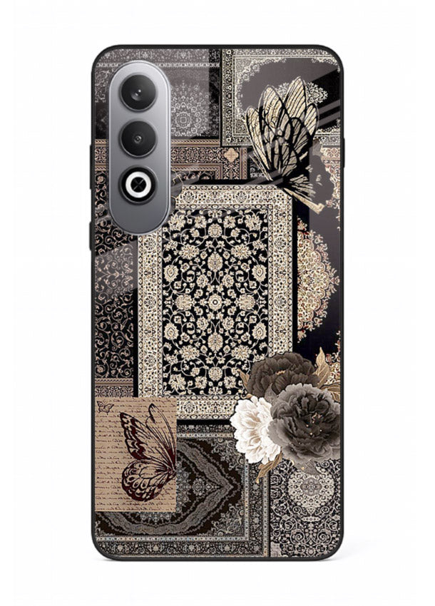 Dark vintage collage artwork printed on premium tempered glass OnePlus Nord CE4 back cover
