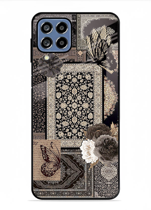 Dark vintage collage artwork printed on premium tempered glass Samsung A22 4G back cover
