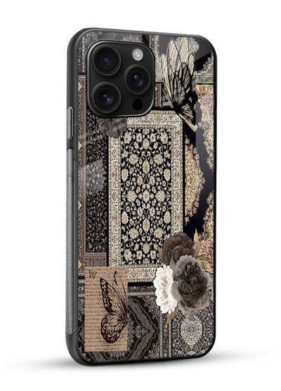 Dark vintage collage artwork printed on premium tempered glass phone back cover - 2