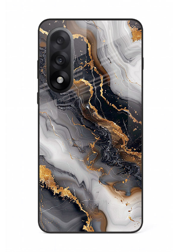 MidnightGold Marble Vein OnePlus Nord 5 glass back cover with dark marble and gold highlights