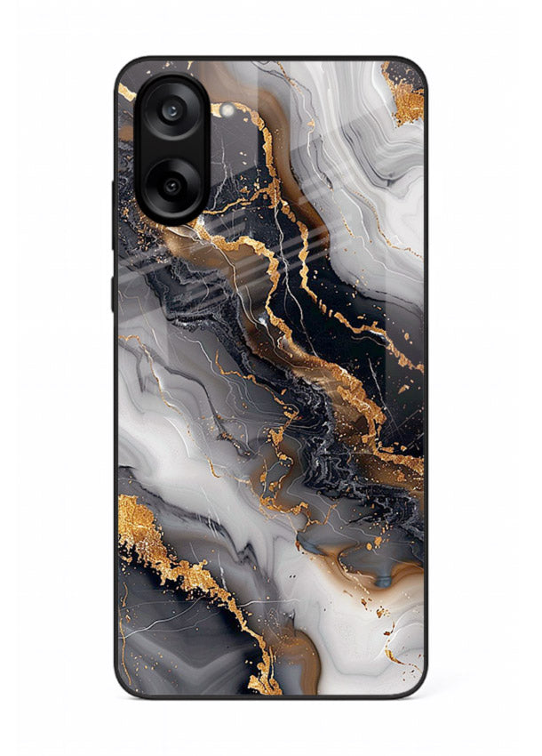 MidnightGold Marble Vein OnePlus Nord CE5 glass back cover with dark marble and gold highlights