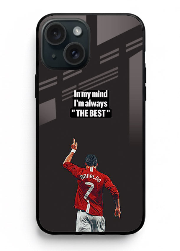 Motivational number seven football artwork on premium tempered glass iPhone 15 Plus back cover