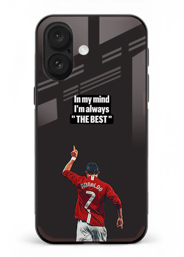 Motivational number seven football artwork on premium tempered glass iPhone 18 back cover