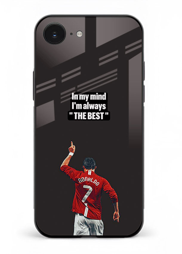 Motivational number seven football artwork on premium tempered glass iPhone 16E back cover
