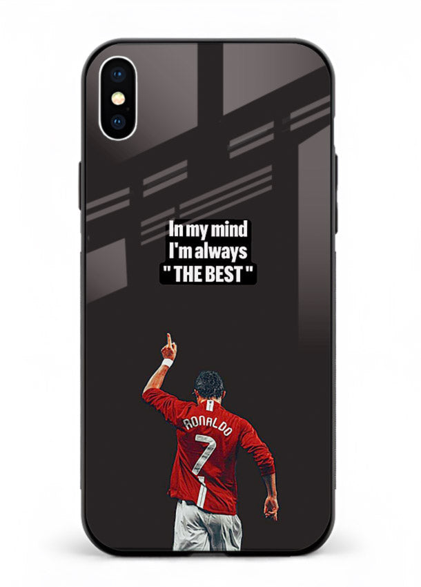 Motivational number seven football artwork on premium tempered glass iPhone XS Max back cover