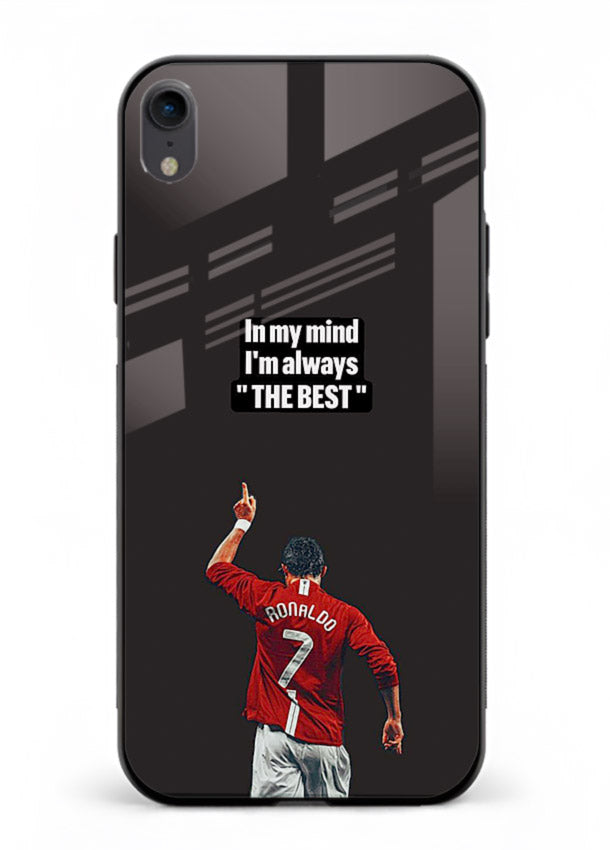 Motivational number seven football artwork on premium tempered glass iPhone XR back cover