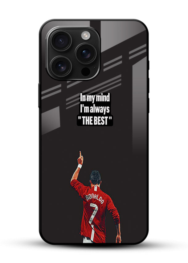 Motivational number seven football artwork on premium tempered glass phone back cover - 1