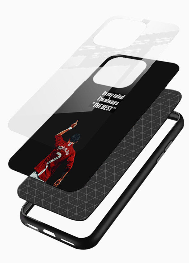 Motivational number seven football artwork on premium tempered glass phone back cover - 3