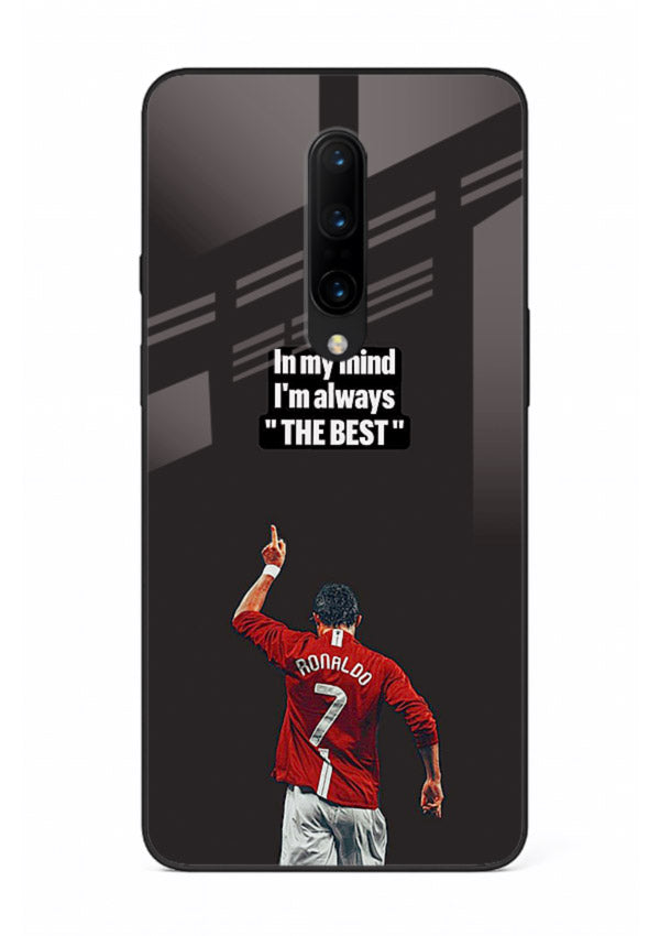 Motivational number seven football artwork on premium tempered glass OnePlus 7 Pro back cover