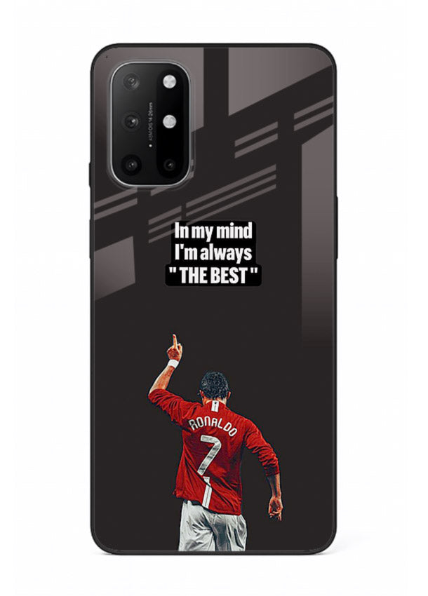 Motivational number seven football artwork on premium tempered glass OnePlus 8T back cover