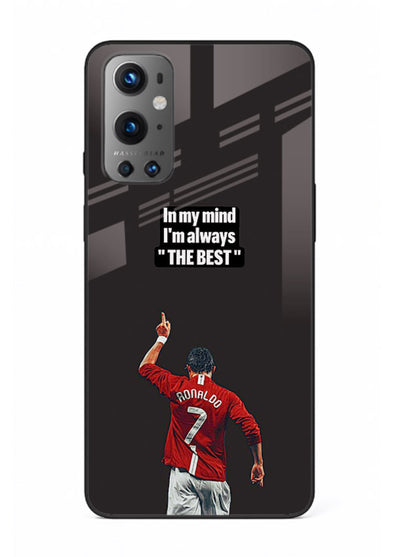 Motivational number seven football artwork on premium tempered glass OnePlus 9 back cover