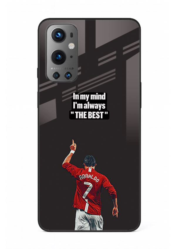 Motivational number seven football artwork on premium tempered glass OnePlus 9 back cover