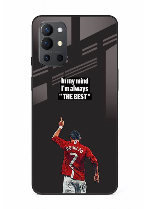 Motivational number seven football artwork on premium tempered glass OnePlus 9R back cover