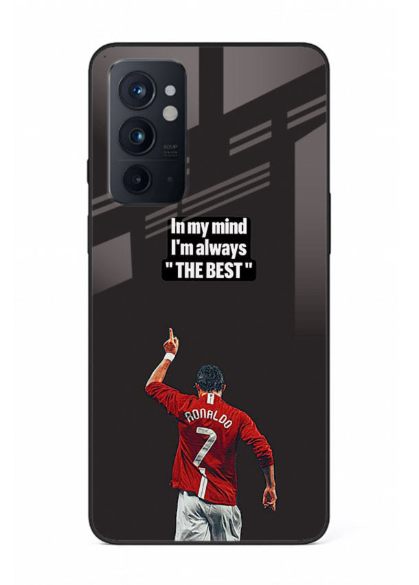 Motivational number seven football artwork on premium tempered glass OnePlus 9RT back cover